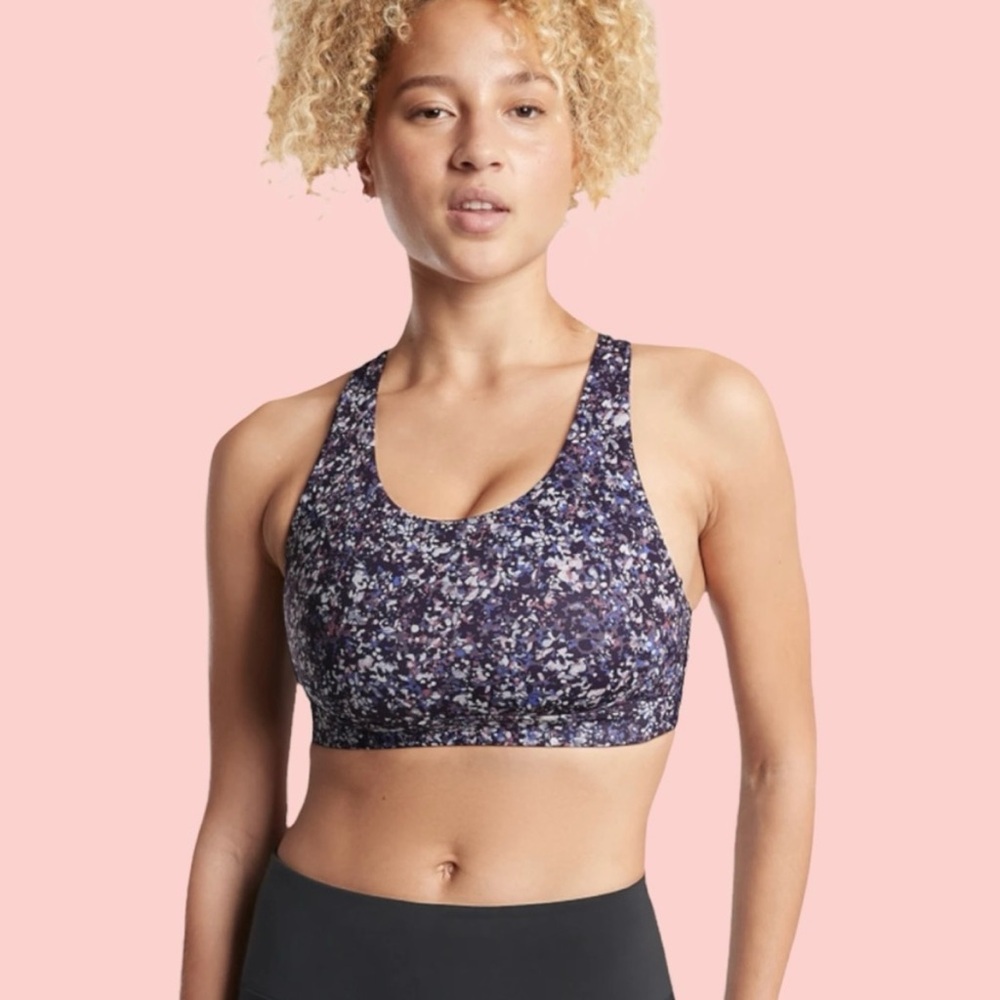 Athleta Ultimate Printed Sports Bra Sandstone Navy Multicolor Size S D-DD